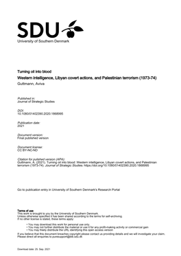 Western Intelligence, Libyan Covert Actions, and Palestinian Terrorism (1973-74) Guttmann, Aviva