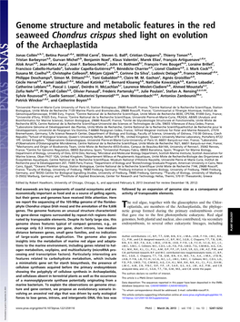 Genome Structure and Metabolic Features in the Red Seaweed Chondrus Crispus Shed Light on Evolution of the Archaeplastida