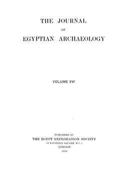 Journal of Egyptian Archaeology, Vol. 16(3/4), 1930