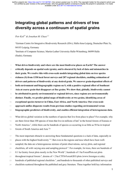 Integrating Global Patterns and Drivers of Tree Diversity Across a Continuum of Spatial Grains