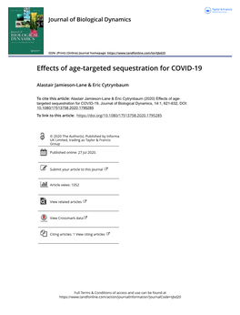 Effects of Age-Targeted Sequestration for COVID-19