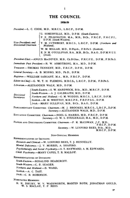 The Council 1958-59