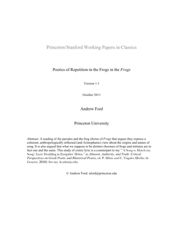 Princeton/Stanford Working Papers in Classics