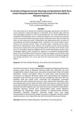 An Analysis of Regional Economic Advantage and Specialization (Shift-Share Esteban Marquillas Model Approach) and Analysis of Its Accessibility in Banyumas Regency