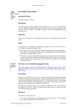 22.01 SETTLEMENT and HOUSING 22.01-1 Aboriginal