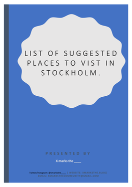 List of Suggested Places to Vist in Stockholm