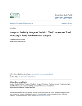 Hunger of the Body, Hunger of the Mind: the Experience of Food Insecurity in Rural, Non-Peninsular Malaysia