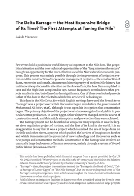 The Delta Barrage — the Most Expensive Bridge of Its Time? the First Attempts at Taming the Nile1