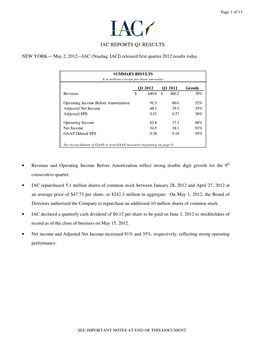 Earnings Release