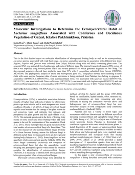 Molecular Investigations to Determine the Ectomycorrhizal Habit Of