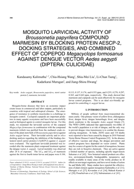 Broussonetia Papyrifera COMPOUND EFFECT of COPEPOD Megacyclops Formosanus