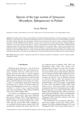 Species of the Type Section of Sphagnum (Bryophyta, Sphagnaceae) in Poland