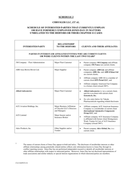Schedule 2 Chrysler Llc, Et Al. Schedule
