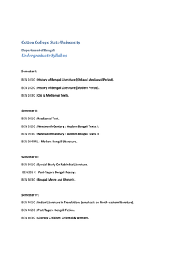 Cotton College State University Undergraduate Syllabus