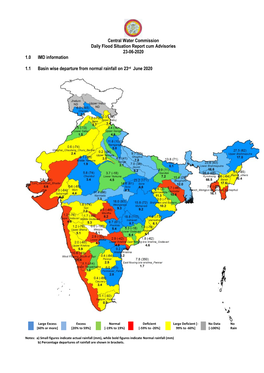 Central Water Commission Daily Flood Situation Report Cum Advisories 23-06-2020 1.0 IMD Information