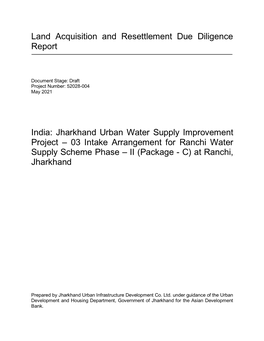 52028-004: Jharkhand Urban Water Supply Improvement Project