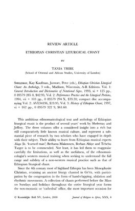 Review Article Ethiopian Christian Liturgical Chant