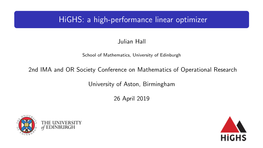 Highs: a High-Performance Linear Optimizer