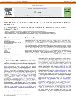 Host Responses in the Bursa of Fabricius of Chickens Infected with Virulent Marek's Disease Virus