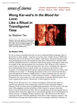 Wong Kar-Wai's in the Mood for Love 11/17/09 2:06 PM