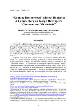 A Commentary on Joseph Ratzinger's