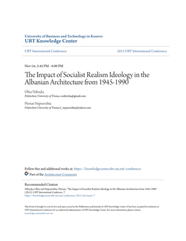 The Impact of Socialist Realism Ideology in the Albanian Architecture from 1945-1990