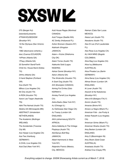 SXSW 2018 Showcasing Artists