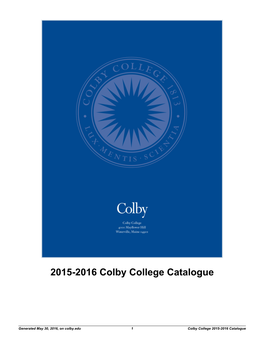 2015-2016 Colby College Catalogue