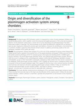 Origin and Diversification of the Plasminogen Activation System