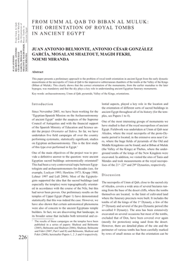 THE ORIENTATION of ROYAL TOMBS in ANCIENT EGYPT from Umm Al Qab Al Qab from Umm Al Muluk: to Biban the Orientation of Royal Tombs Ancient Egypt In