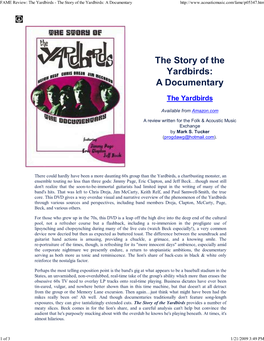 FAME Review: the Yardbirds - the Story of the Yardbirds: a Documentary