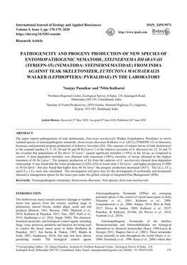 Pathogencity and Progeny Production of New Species of Entomopathogenic Nematode, Steinernema Dharanaii