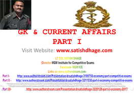 Gk & Current Affairs Part I