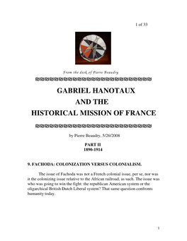 Gabriel Hanotaux and the Historical Mission of France