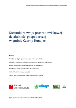 Kierunki Rozwoju Proś Rodowiśkowej Działalnoś Ci Gośpodarczej W Gminie Czarny Dunajec