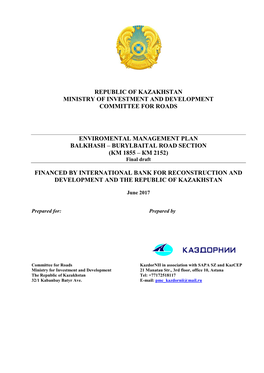 E-W Road Project: Almaty to Khorgos: Preparation of Eia