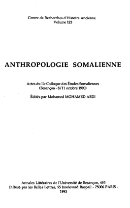 Anthropologie Somalienne