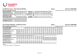 Traveline Cymru A4 Landscape Timetable