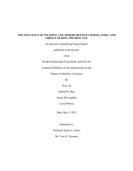 The Influence of Weapons and Armors Between Persia, India, and Greece During the Iron Age