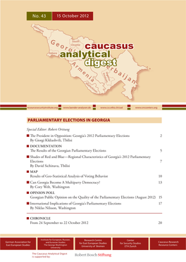 No 43 Caucasus Analytical Digest: Parliamentary Elections in Georgia