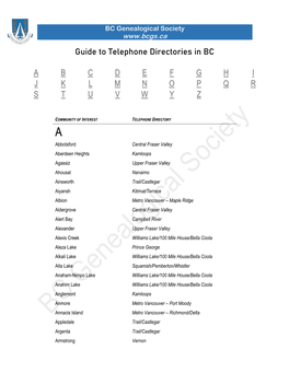 Guide to Telephone Directories in BC