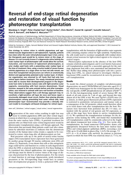 Reversal of End-Stage Retinal Degeneration and Restoration of Visual Function by Photoreceptor Transplantation