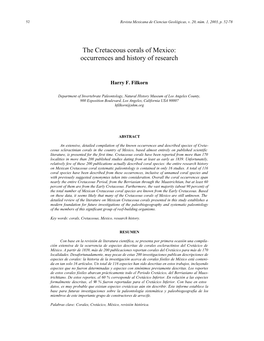 The Cretaceous Corals of Mexico: Occurrences and History of Research