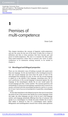 1 Premises of Multi-Competence