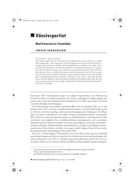 Vänsterpartiet Med Historien in I Framtiden