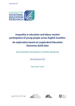 Inequality in Education and Labour Market Participation of Young People Across English Localities: an Exploration Based on Longitudinal Education Outcomes (LEO) Data