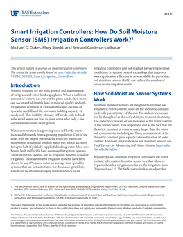 How Do Soil Moisture Sensor (SMS) Irrigation Controllers Work?1 Michael D