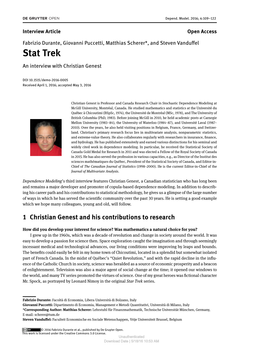 Stat Trek an Interview with Christian Genest