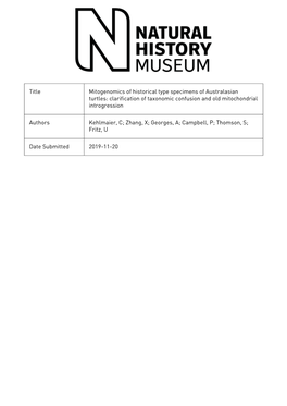 Mitogenomics of Historical Type Specimens of Australasian Turtles: Clarification of Taxonomic Confusion and Old Mitochondrial Introgression
