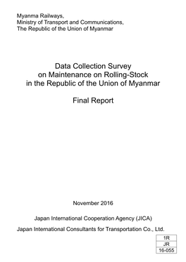 Data Collection Survey on Maintenance on Rolling-Stock in the Republic of the Union of Myanmar